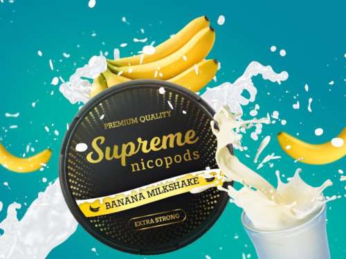 Supreme banana milkshake nicotine pouches snus nicopods the pod block