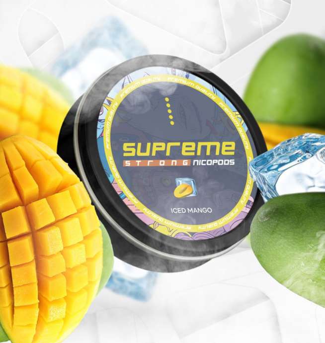 supreme light Iced mango nicotine pouches the pod block