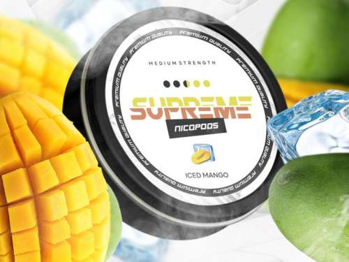 supreme iced mango medium nicotine pouches the pod block