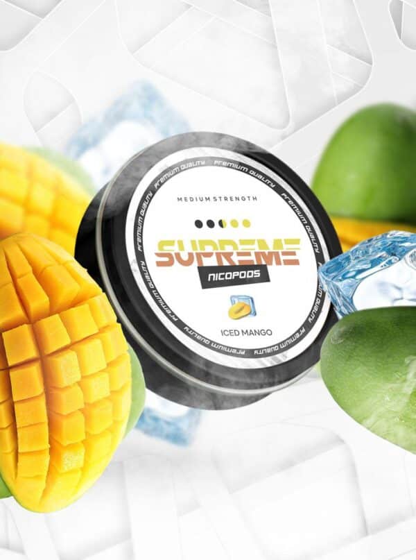 supreme iced mango medium nicotine pouches the pod block