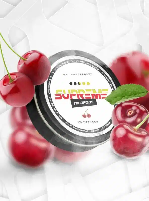 supreme wild cherry medium nicotine pouches the pod block