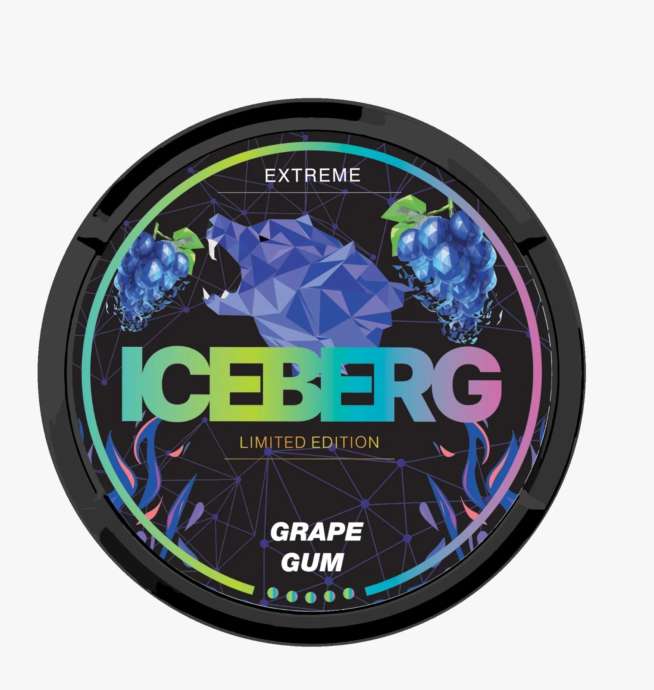 iceberg grape gum limited edition snus nicotine pouches the pod block