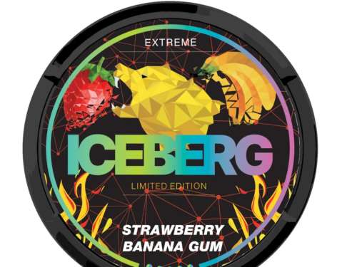 iceberg strawberry banana gum limited edition snus nicotine pouches the pod block