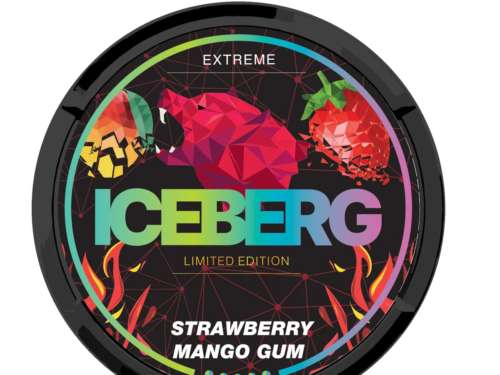 iceberg strawberry mango gum limited edition snus nicotine pouches the pod block